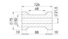 Kjølrulle Ø50x126mm, til Ø21,5mm aksel  thumbnail