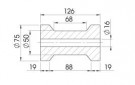 Kjølrulle Ø75x126mm, til Ø16mm aksel  thumbnail