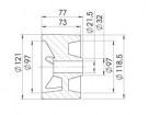 Siderulle Ø121x77mm, til Ø21,5 aksel thumbnail